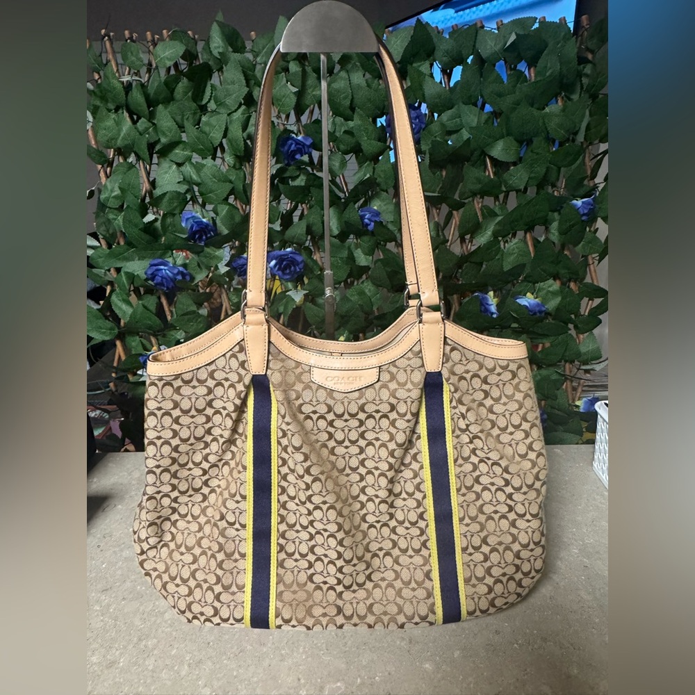 Coach Signature Stripe Devin Large Tote